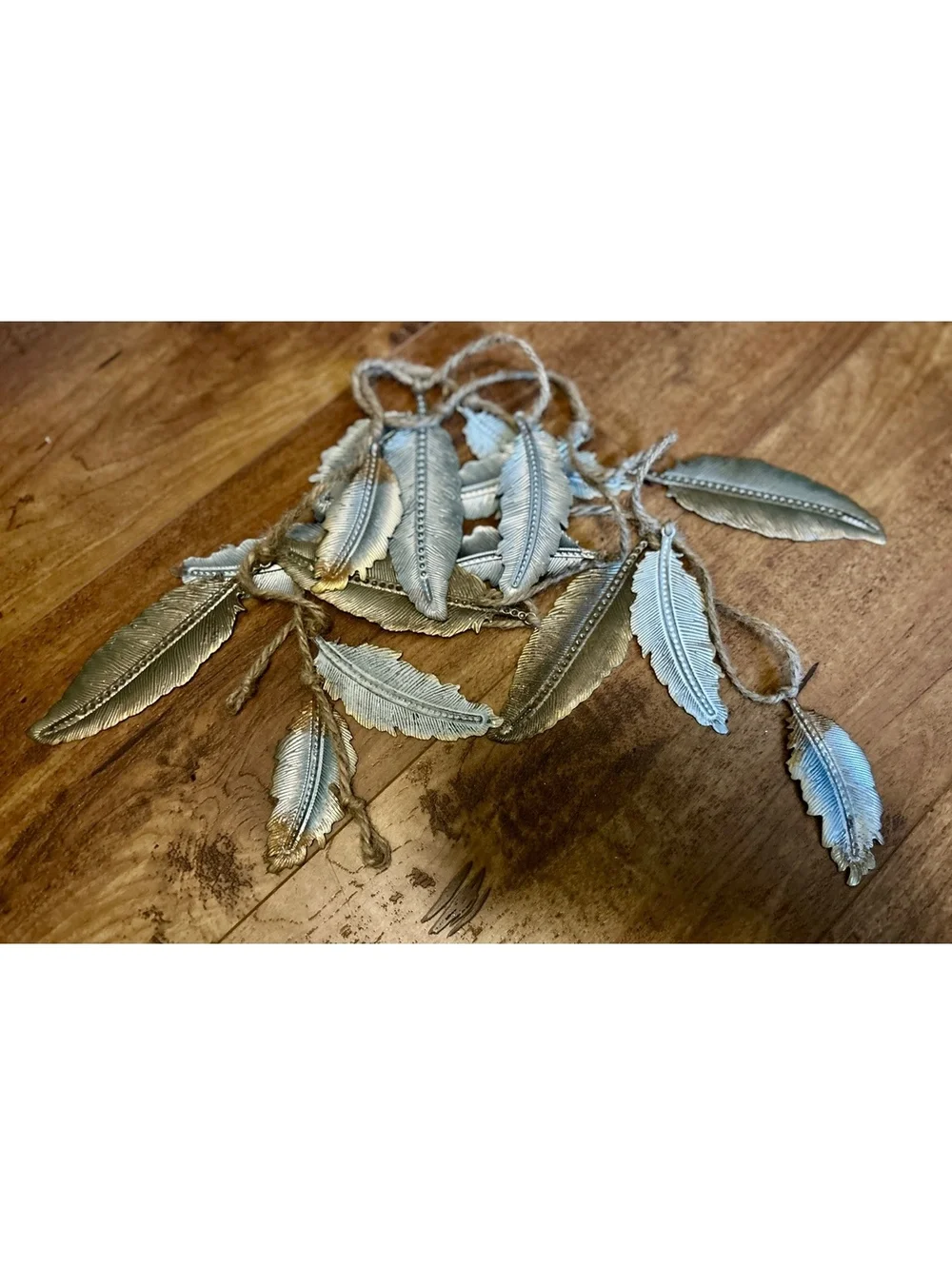 Decorative Metal Feather Garland with Jute Rope